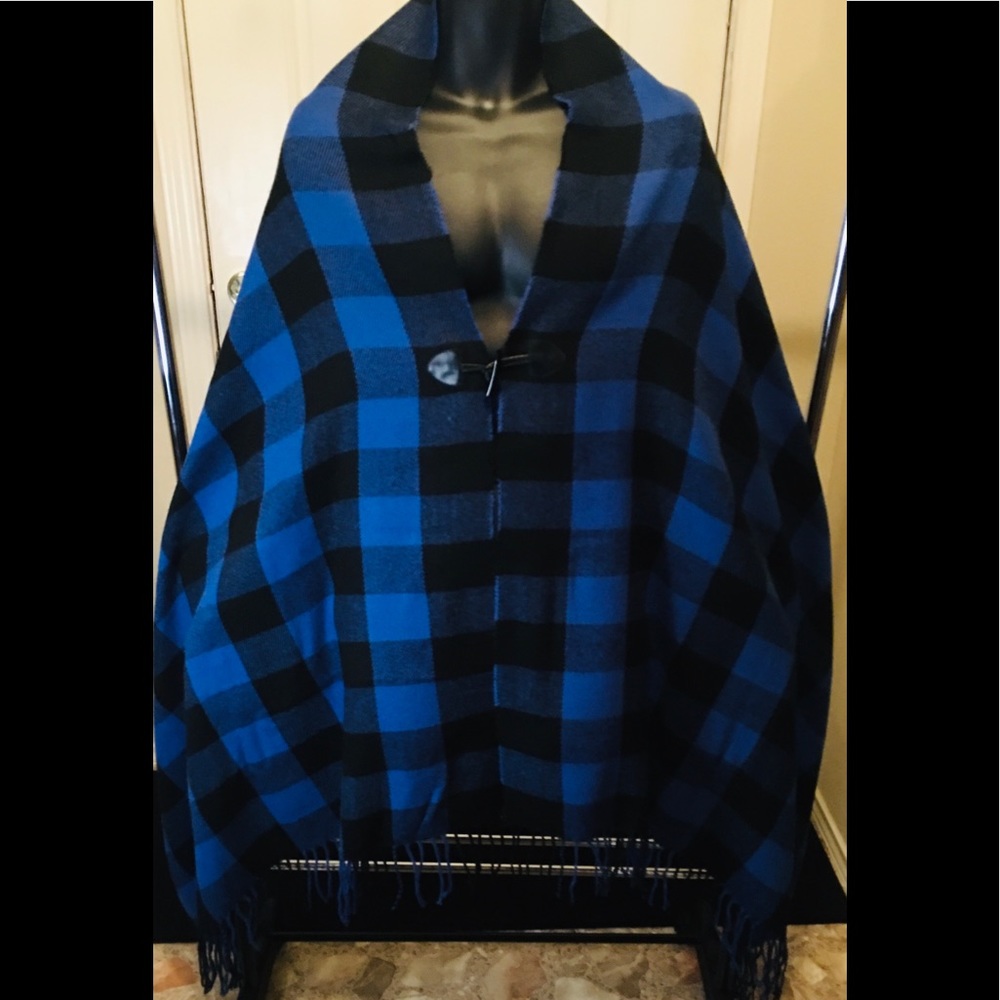 Woman’s Within-New Never Worn Blue/Black Fringe Shawl